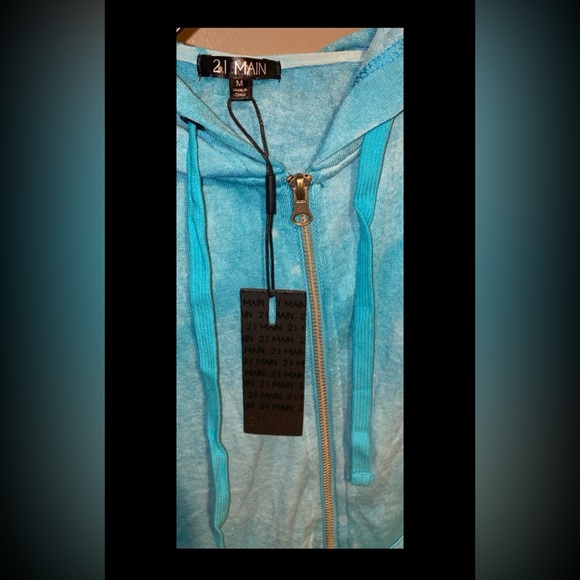 21 Main Blue Tie Dye Zip-Up Hoodie Sweater Jacket size M - Picture 2 of 3